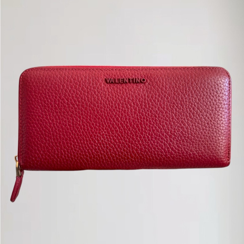 ❤️VALENTINO By Mario Valentino | Red Pebbled Leather Large Wallet